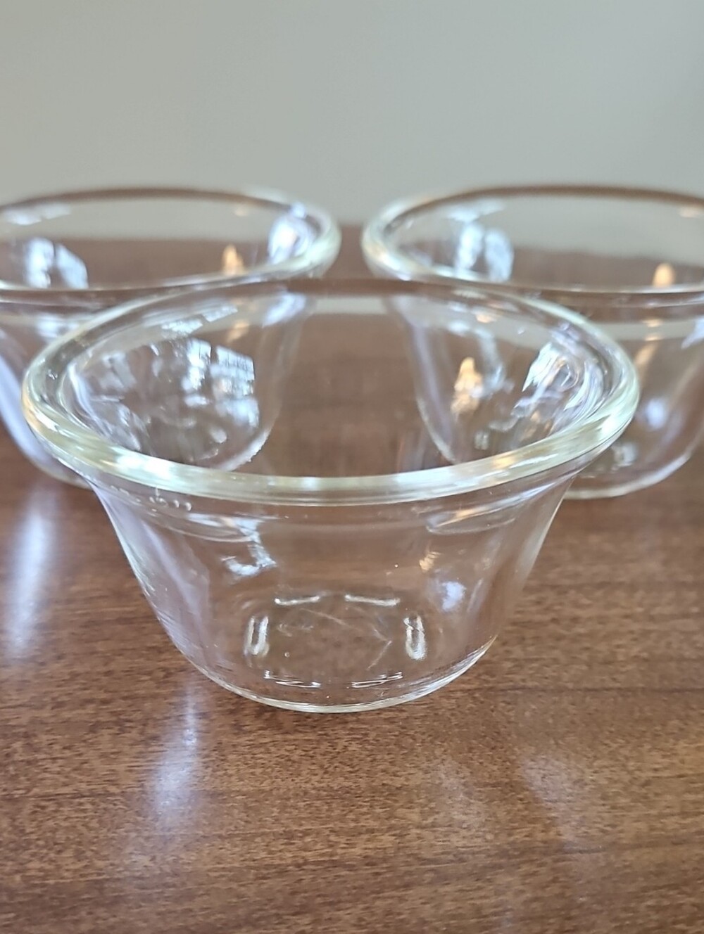 Vintage Glasbake Clear Glass Custard Cups, Lot of 3